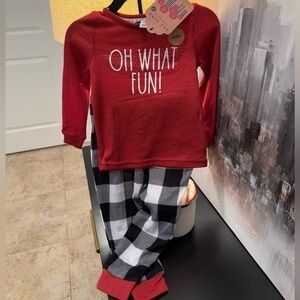 NWT- Rae Dunn- baby family matching pajamas- “oh what fun!” Size 2T